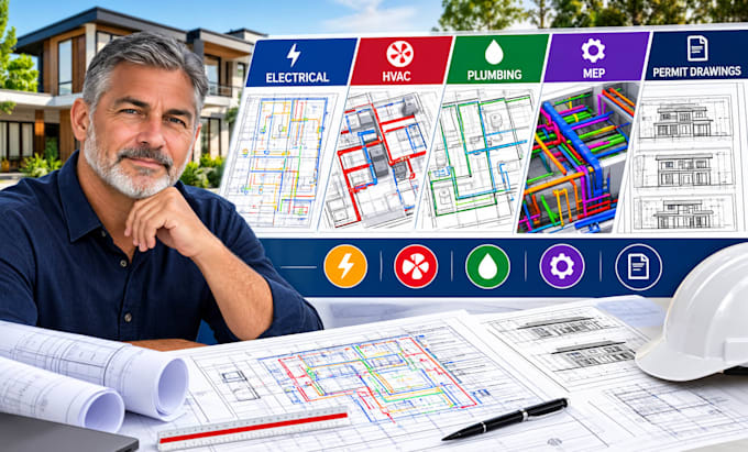 design electrical, hvac, plumbing, mep and permit drawings