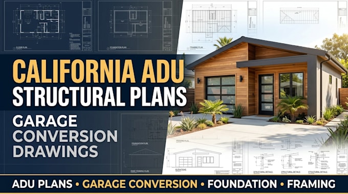 california adu structural plans and garage conversion drawings