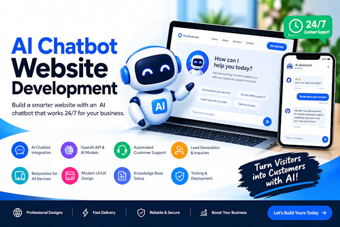 do ai chatbot website development, assistant, integration, business automation