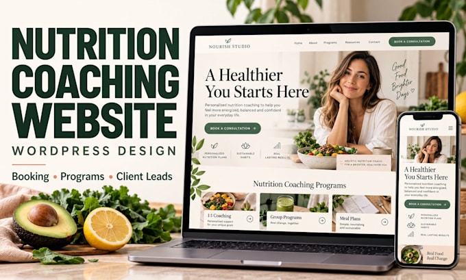 build wordpress nutritionist coaching wordpress website