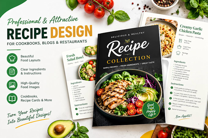 make a design an attractive food design for recipes