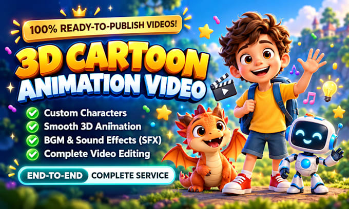 create a 3d cartoon animation video