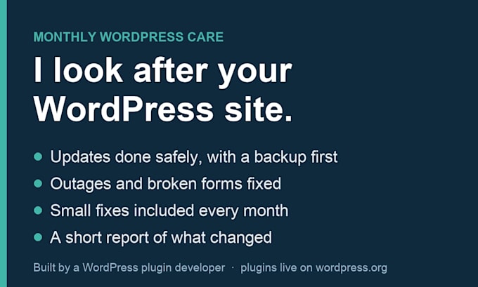 maintain your wordpress site monthly with updates, backups and fixes