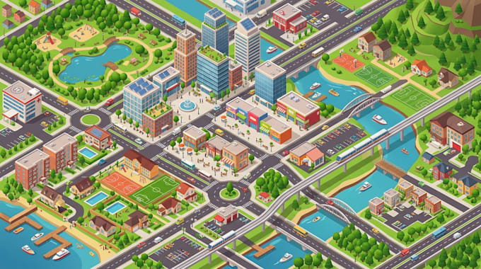do 3d location map isometric map city map neighborhood map vector illustration