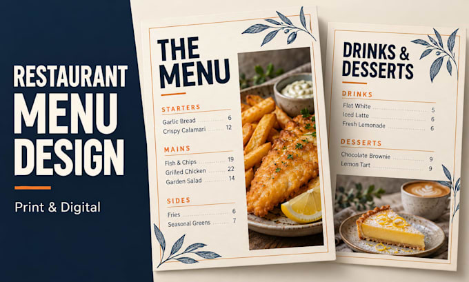 design a custom restaurant menu and cafe menu