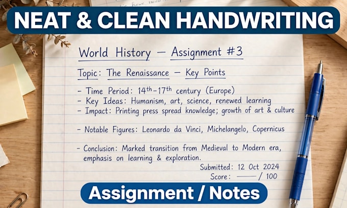 write assignment in neat and clean handwriting