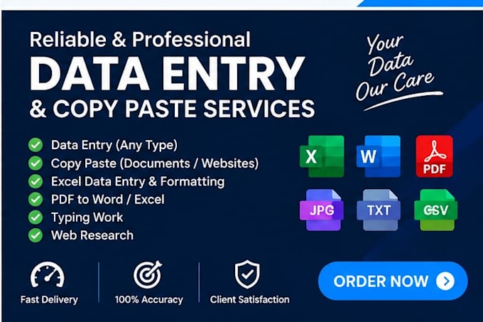 do accurate data entry, copy paste, and excel data entry