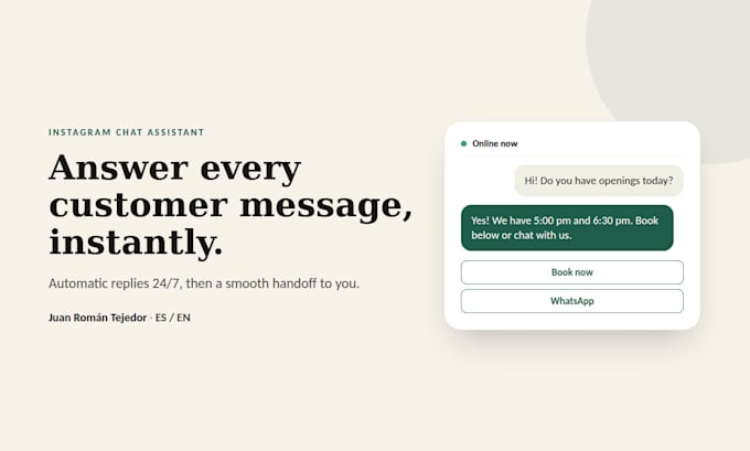 set up an automatic chat assistant for your instagram dms