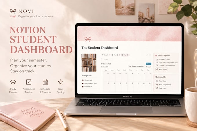 design an aesthetic and personalized notion student dashboard