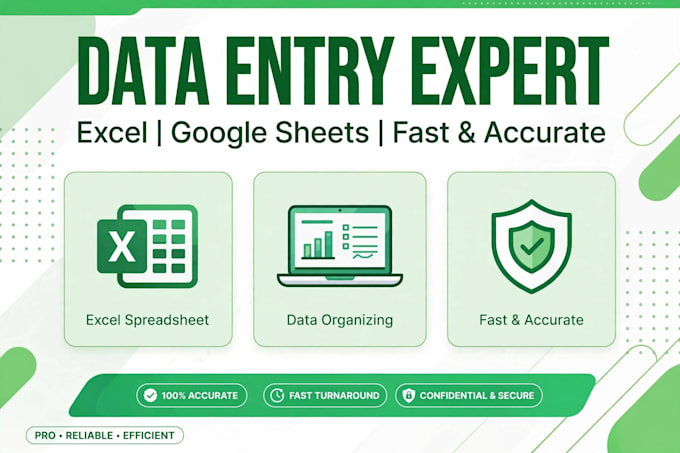 do data entry, excel work,google sheet,copy paste and typing faster