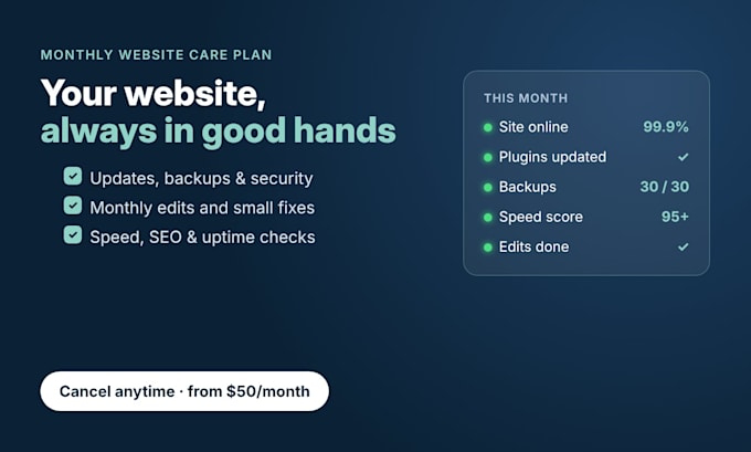 maintain, update and improve your website monthly