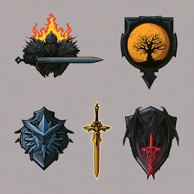 design beasts, monsters, fantasy logo or illustrations