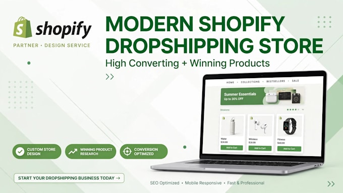 design modern shopify dropshipping store