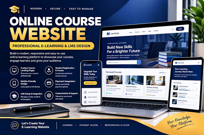 create an online course website and e learning website with lms
