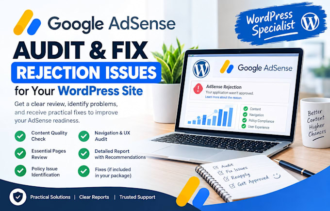 audit your website and fix google adsense rejection issues