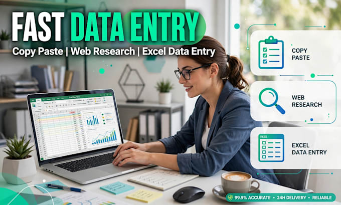 do fast data entry, copy paste, web research and excel data entry