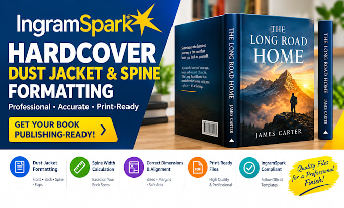 format ingamspark hardcover, dust jacket and spine  files