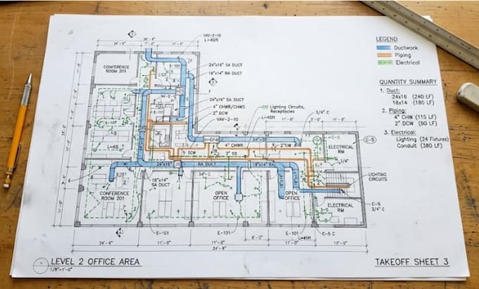 do duct, piping, mechanical, electrical, plumbing takeoff cost estimation