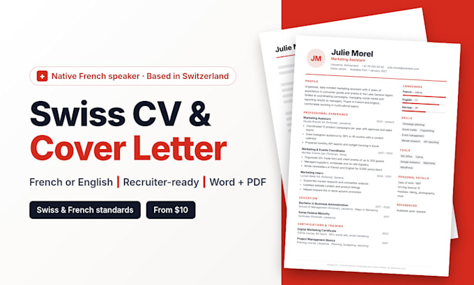 write a professional swiss CV