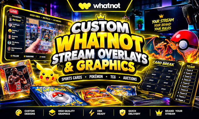 design custom whatnot overlays and card break boards