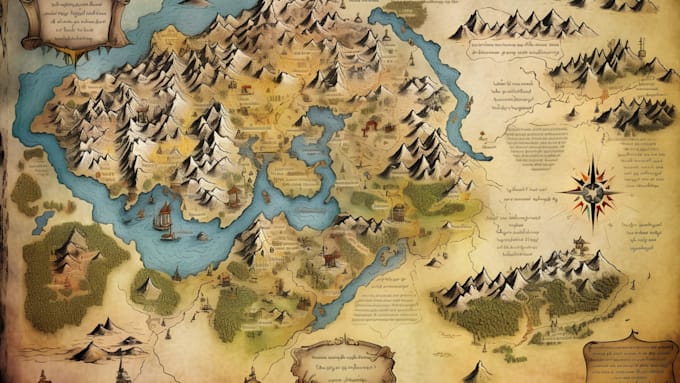 design custom fantasy map, world map for your book, game, or dnd campaign
