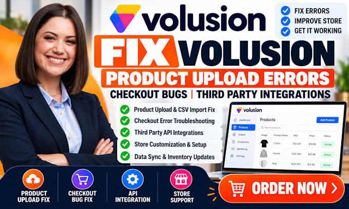 fix volusion product upload errors checkout bugs api integration store issues