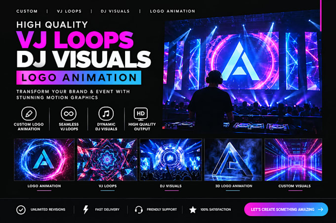 create high quality vj loop dj visuals logo animation