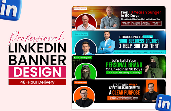 design a professional linkedin banner for your profile