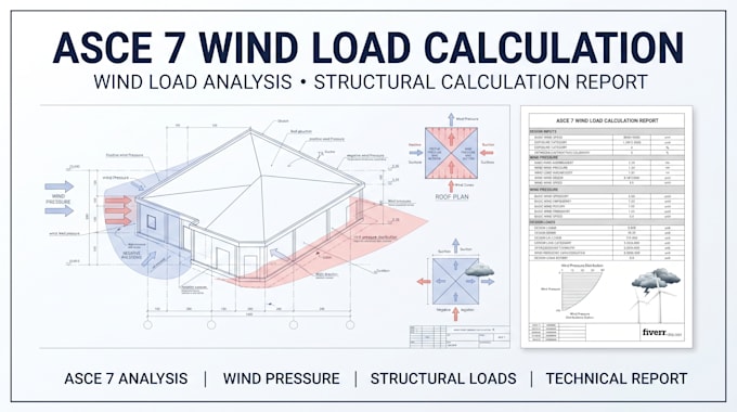 calculate asce 7 wind loads and prepare a structural report