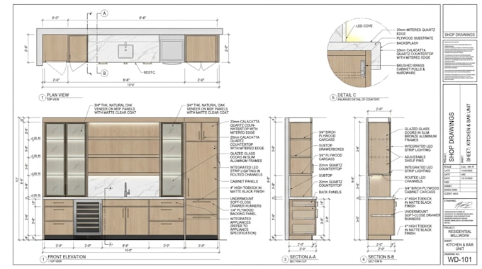 create fabrication ready millwork shop drawings and cutlists