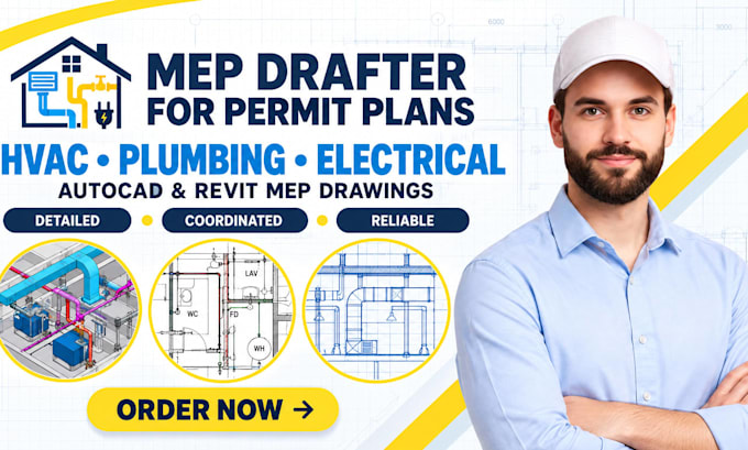 draw architecture mep, plumbing permit drawings, hvac and electrical drafting