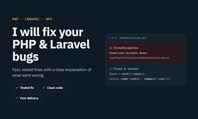 fix PHP laravel bugs and API errors