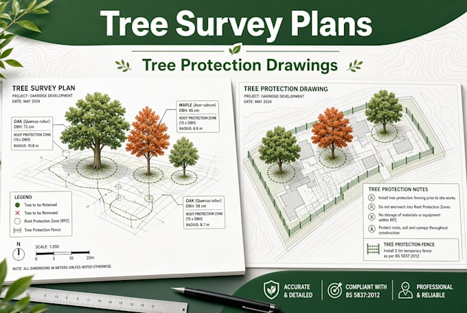 create tree survey plans and tree protection drawings