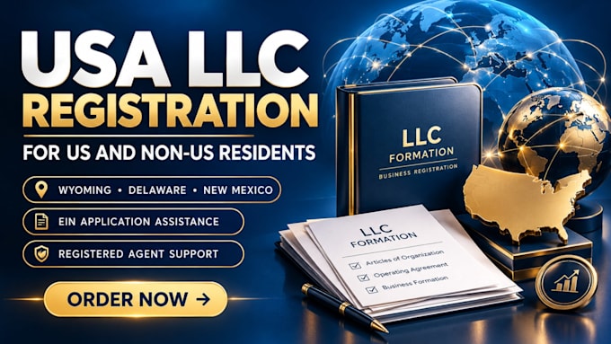 register US llc, wymoning llc, foreign owned llc and assist with ein