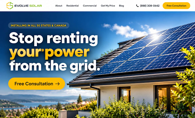 design solar panel installation website solar energy renewable power website