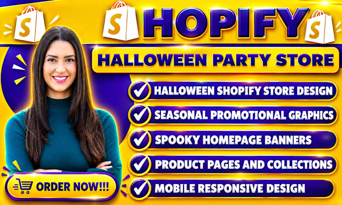 design or redesign a halloween party shopify store