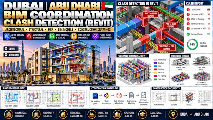 provide dubai abu dhabi bim coordination clash detection revit