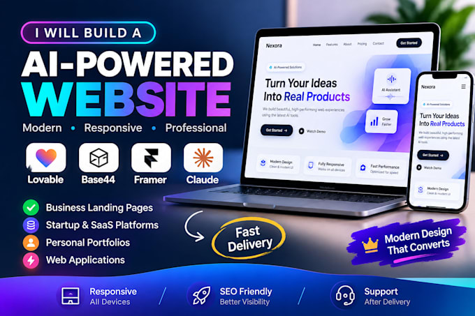 build an ai website using lovable, base44, figma, framer or claude