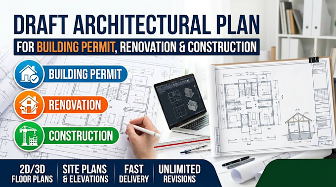 draft architectural plan for building permit, renovation and construction