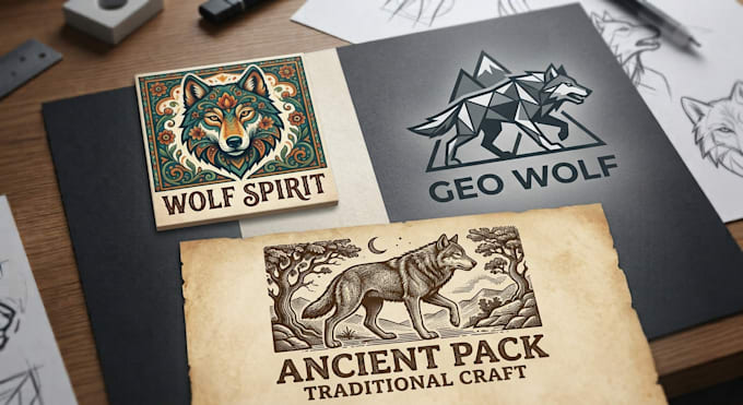 do unique wolf mascot logo design 1 day
