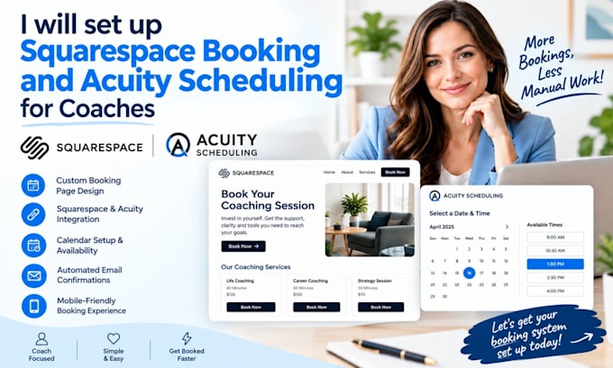 setup squarespace booking and acuity scheduling for coaches
