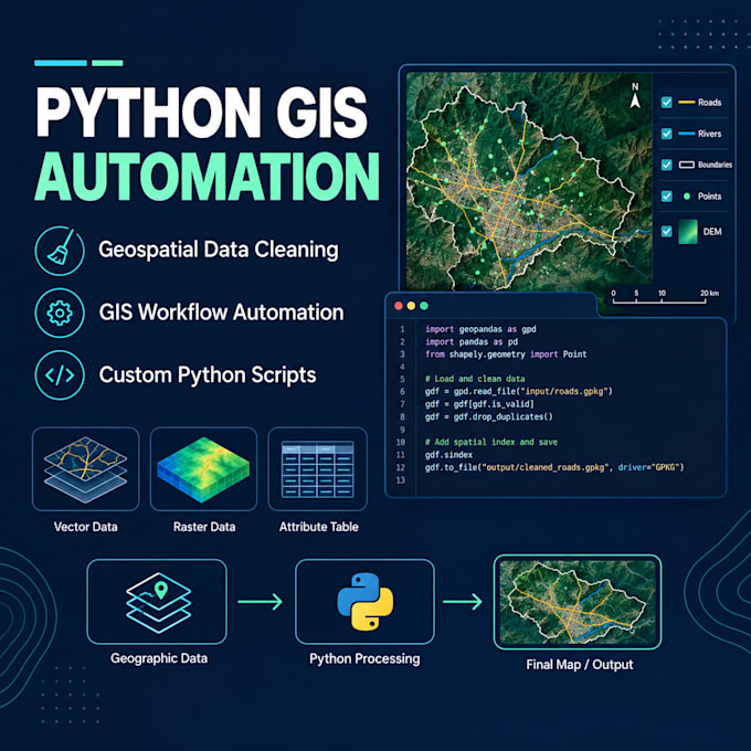 process geospatial data, automate gis workflows, and write custom python scripts