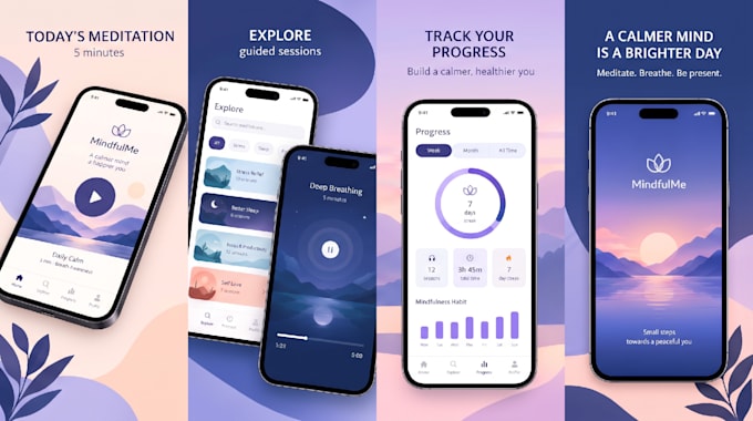 design app screenshots for play store and app store