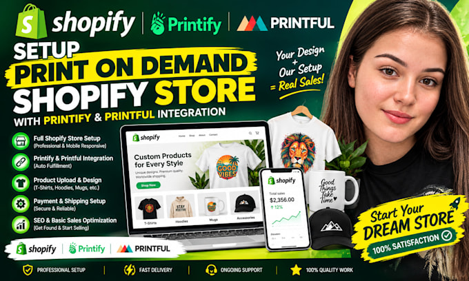 setup print on demand shopify store with printify and printful integration