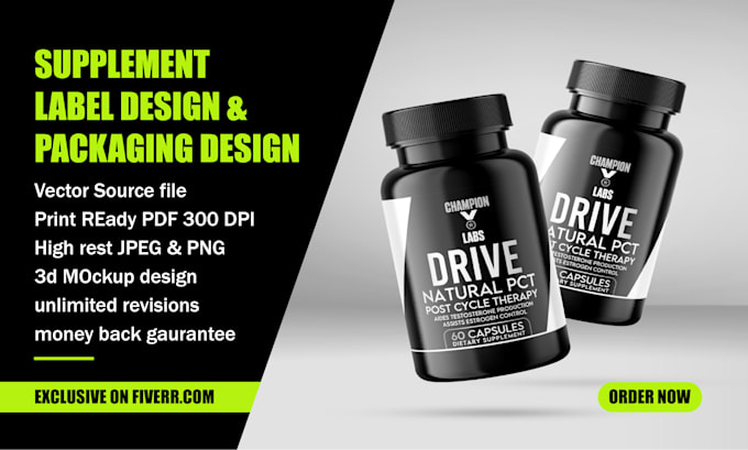 do supplement label design and product label, box packaging