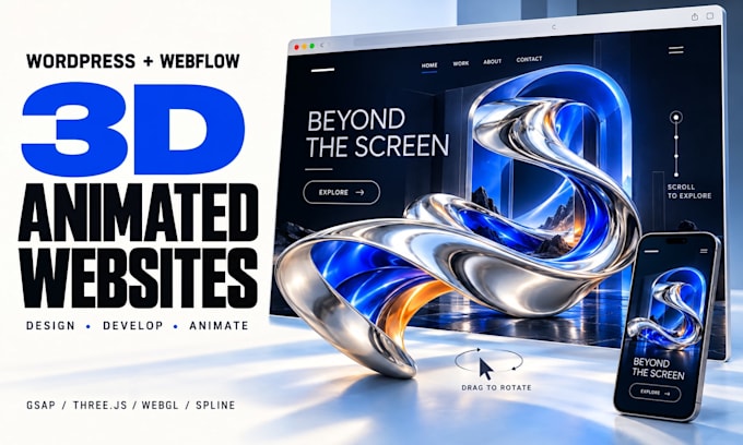build 3d animated wordpress and 3d webflow website with gsap scroll animations