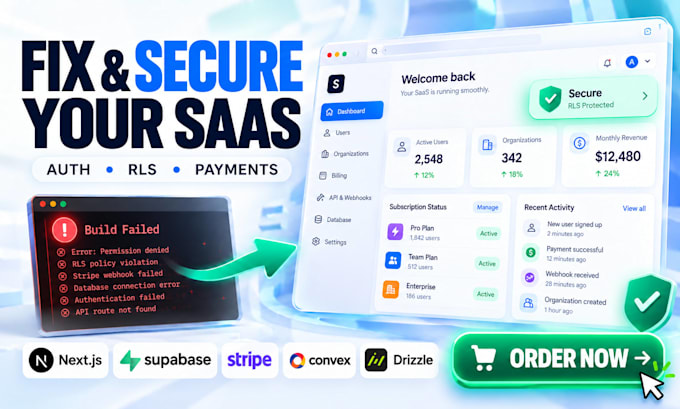 fix nextjs convex react supabase rls stripe drizzle orm multi tenant saas claude