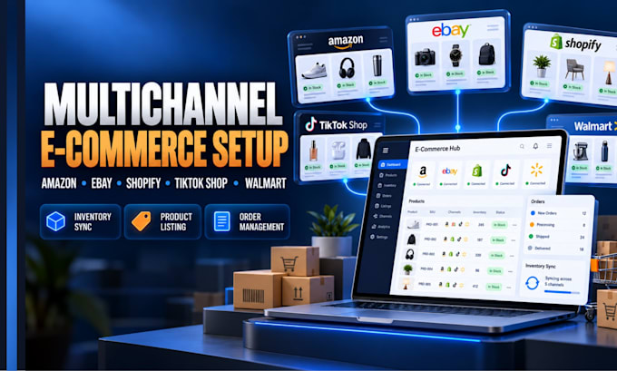 setup amazon seller central multichannel selling, ebay, shopify, tiktok, walmart