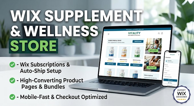 design a wix supplement store, wix wellness and skincare ecommerce store