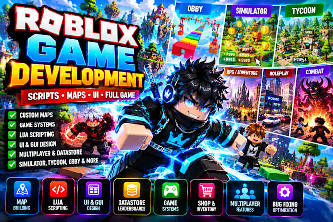 do full roblox game development roblox scripter roblox game simulator developer
